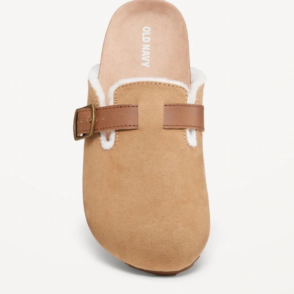 Old Navy Tan and White Faux Fur Clogs
